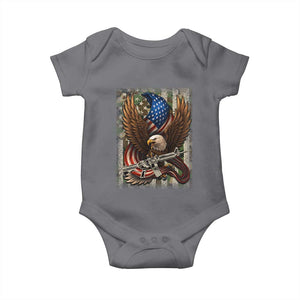 Patriotic Armed Eagle with Camo Flag Baby Onesie Military Patriotic USA Defense TS02 Charcoal Print Your Wear