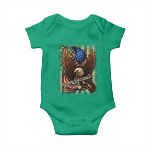 Patriotic Armed Eagle with Camo Flag Baby Onesie Military Patriotic USA Defense TS02 Irish Green Print Your Wear
