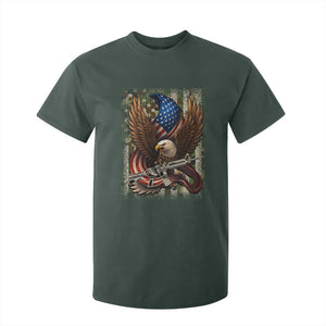 Patriotic Armed Eagle with Camo Flag T Shirt For Kid Military Patriotic USA Defense TS02 Dark Forest Green Print Your Wear