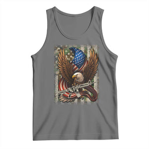 Patriotic Armed Eagle with Camo Flag Tank Top Military Patriotic USA Defense TS02 Black Heather Print Your Wear