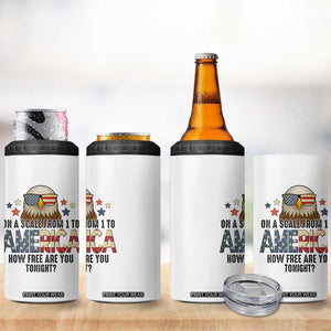 Patriotic Bald Eagle 4 in 1 Can Cooler Tumbler How Free Are You Tonight 4th of July TS02 Print Your Wear
