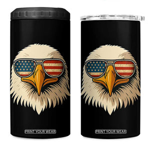 Patriotic Bald Eagle 4 in 1 Can Cooler Tumbler With Sunglasses American Flag Vintage TS02 One Size: 16 oz Black Print Your Wear