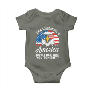 Patriotic Bald Eagle Baby Onesie On A Scale Of One To America How Free Are You Tonight TS02 Military Green Print Your Wear