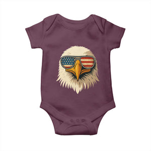 Patriotic Bald Eagle Baby Onesie With Sunglasses American Flag Vintage TS02 Maroon Print Your Wear