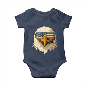 Patriotic Bald Eagle Baby Onesie With Sunglasses American Flag Vintage TS02 Navy Print Your Wear