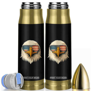 Patriotic Bald Eagle Bullet Tumbler With Sunglasses American Flag Vintage TS02 Black Print Your Wear