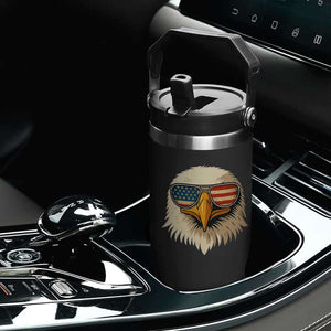 Patriotic Bald Eagle Flip Straw Tumbler With Sunglasses American Flag Vintage TS02 Print Your Wear