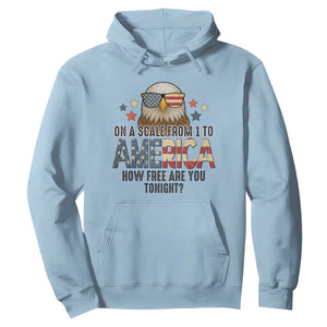 Patriotic Bald Eagle Hoodie How Free Are You Tonight 4th of July TS02 Light Blue Print Your Wear