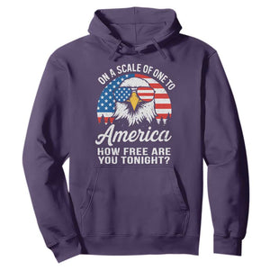 Patriotic Bald Eagle Hoodie On A Scale Of One To America How Free Are You Tonight TS02 Purple Print Your Wear