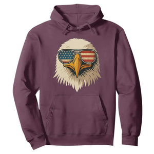 Patriotic Bald Eagle Hoodie With Sunglasses American Flag Vintage TS02 Maroon Print Your Wear