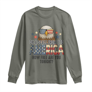 Patriotic Bald Eagle Long Sleeve Shirt How Free Are You Tonight 4th of July TS02 Military Green Print Your Wear