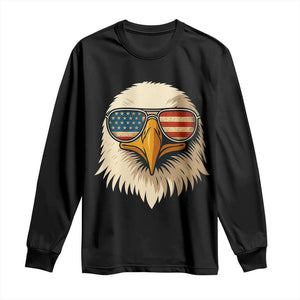 Patriotic Bald Eagle Long Sleeve Shirt With Sunglasses American Flag Vintage TS02 Black Print Your Wear
