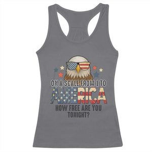 Patriotic Bald Eagle Racerback Tank Top How Free Are You Tonight 4th of July TS02 Charcoal Print Your Wear