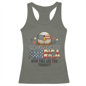 Patriotic Bald Eagle Racerback Tank Top How Free Are You Tonight 4th of July TS02 Military Green Print Your Wear
