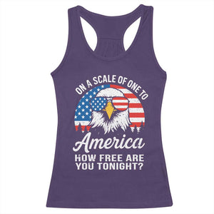 Patriotic Bald Eagle Racerback Tank Top On A Scale Of One To America How Free Are You Tonight TS02 Purple Print Your Wear