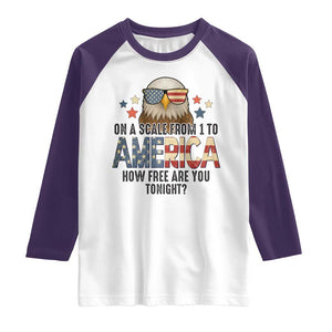 Patriotic Bald Eagle Raglan Shirt How Free Are You Tonight 4th of July TS02 White Purple Print Your Wear