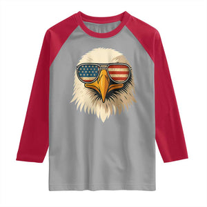 Patriotic Bald Eagle Raglan Shirt With Sunglasses American Flag Vintage TS02 Sport Gray Red Print Your Wear
