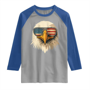 Patriotic Bald Eagle Raglan Shirt With Sunglasses American Flag Vintage TS02 Sport Gray Royal Print Your Wear