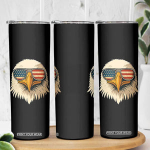 Patriotic Bald Eagle Skinny Tumbler With Sunglasses American Flag Vintage TS02 Print Your Wear