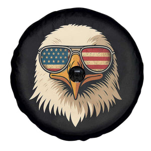 Patriotic Bald Eagle Spare Tire Cover With Sunglasses American Flag Vintage TS02 Print Your Wear