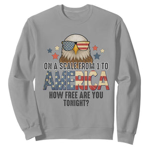 Patriotic Bald Eagle Sweatshirt How Free Are You Tonight 4th of July TS02 Sport Gray Print Your Wear