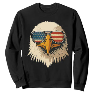 Patriotic Bald Eagle Sweatshirt With Sunglasses American Flag Vintage TS02 Black Print Your Wear