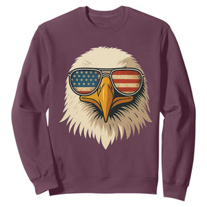 Patriotic Bald Eagle Sweatshirt With Sunglasses American Flag Vintage TS02 Maroon Print Your Wear