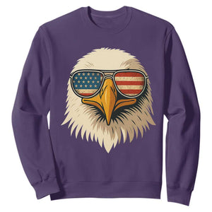 Patriotic Bald Eagle Sweatshirt With Sunglasses American Flag Vintage TS02 Purple Print Your Wear