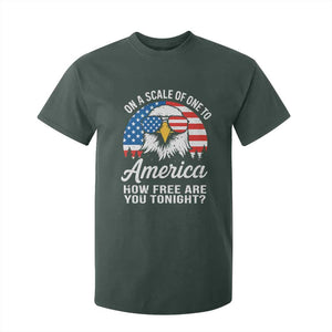 Patriotic Bald Eagle T Shirt For Kid On A Scale Of One To America How Free Are You Tonight TS02 Dark Forest Green Print Your Wear
