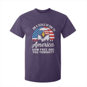 Patriotic Bald Eagle T Shirt For Kid On A Scale Of One To America How Free Are You Tonight TS02 Purple Print Your Wear