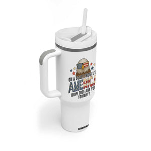 Patriotic Bald Eagle Tumbler With Handle How Free Are You Tonight 4th of July TS02 Print Your Wear
