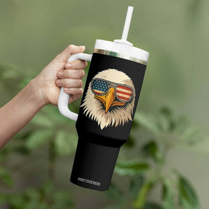 Patriotic Bald Eagle Tumbler With Handle With Sunglasses American Flag Vintage TS02 Print Your Wear