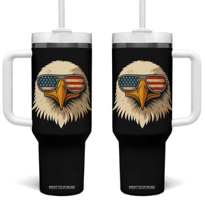 Patriotic Bald Eagle Tumbler With Handle With Sunglasses American Flag Vintage TS02 One Size: 40 oz Black Print Your Wear