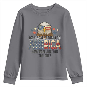 Patriotic Bald Eagle Youth Sweatshirt How Free Are You Tonight 4th of July TS02 Charcoal Print Your Wear