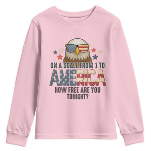 Patriotic Bald Eagle Youth Sweatshirt How Free Are You Tonight 4th of July TS02 Light Pink Print Your Wear