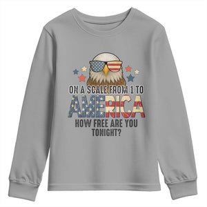 Patriotic Bald Eagle Youth Sweatshirt How Free Are You Tonight 4th of July TS02 Sport Gray Print Your Wear