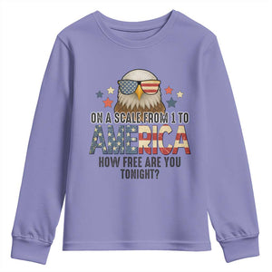 Patriotic Bald Eagle Youth Sweatshirt How Free Are You Tonight 4th of July TS02 Violet Print Your Wear