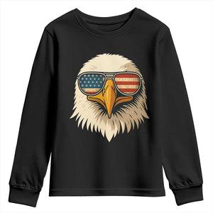 Patriotic Bald Eagle Youth Sweatshirt With Sunglasses American Flag Vintage TS02 Black Print Your Wear