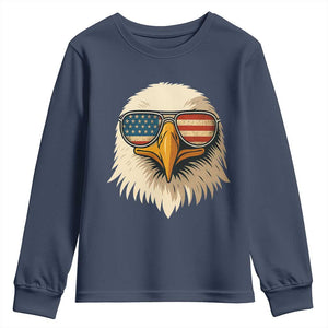 Patriotic Bald Eagle Youth Sweatshirt With Sunglasses American Flag Vintage TS02 Navy Print Your Wear
