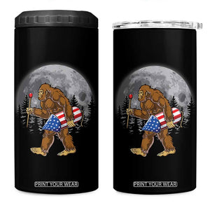 Patriotic Bigfoot 4th of July 4 in 1 Can Cooler Tumbler American Flag Merica Fireworks Sasquatch Moon TS10 One Size: 16 oz Black Print Your Wear