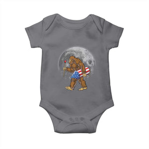 Patriotic Bigfoot 4th of July Baby Onesie American Flag Merica Fireworks Sasquatch Moon TS10 Charcoal Print Your Wear
