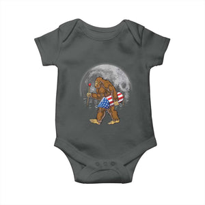 Patriotic Bigfoot 4th of July Baby Onesie American Flag Merica Fireworks Sasquatch Moon TS10 Dark Heather Print Your Wear