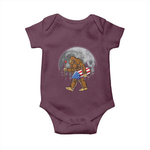 Patriotic Bigfoot 4th of July Baby Onesie American Flag Merica Fireworks Sasquatch Moon TS10 Maroon Print Your Wear