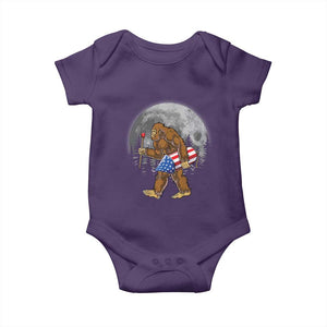 Patriotic Bigfoot 4th of July Baby Onesie American Flag Merica Fireworks Sasquatch Moon TS10 Purple Print Your Wear