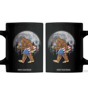 Patriotic Bigfoot 4th of July Coffee Mug American Flag Merica Fireworks Sasquatch Moon TS10 Black Print Your Wear