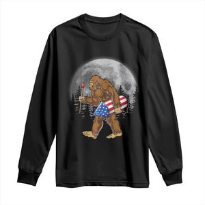 Patriotic Bigfoot 4th of July Long Sleeve Shirt American Flag Merica Fireworks Sasquatch Moon TS10 Black Print Your Wear