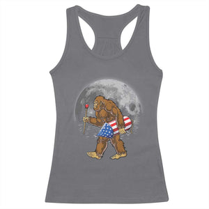 Patriotic Bigfoot 4th of July Racerback Tank Top American Flag Merica Fireworks Sasquatch Moon TS10 Charcoal Print Your Wear
