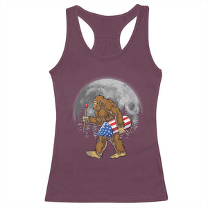Patriotic Bigfoot 4th of July Racerback Tank Top American Flag Merica Fireworks Sasquatch Moon TS10 Maroon Print Your Wear