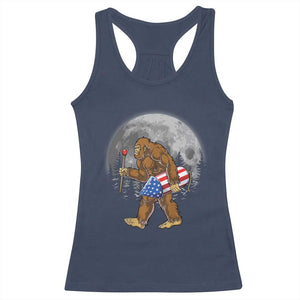 Patriotic Bigfoot 4th of July Racerback Tank Top American Flag Merica Fireworks Sasquatch Moon TS10 Navy Print Your Wear