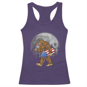 Patriotic Bigfoot 4th of July Racerback Tank Top American Flag Merica Fireworks Sasquatch Moon TS10 Purple Print Your Wear